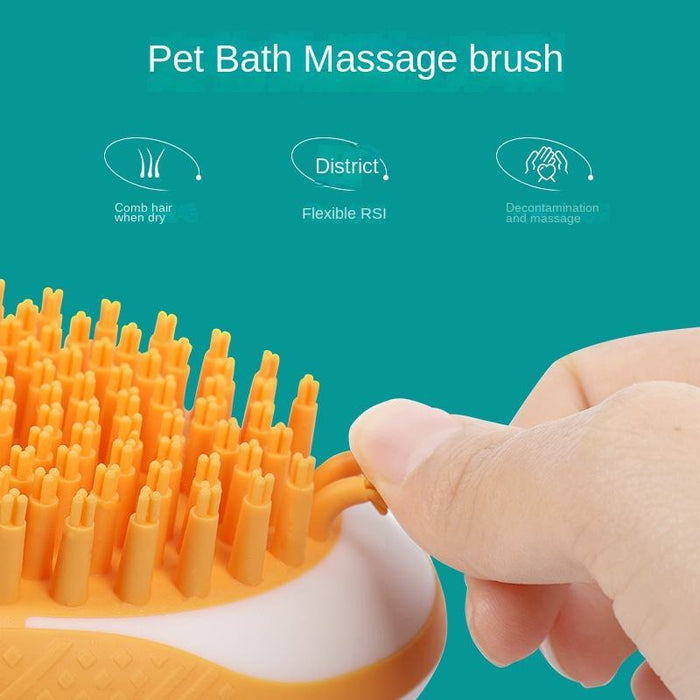 2-in-1 Pet Bath Massage Brush - Silicone Grooming Tool