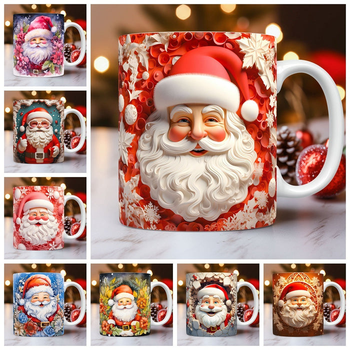 Creative 3D Christmas Ceramic Mug Unique Space Design Snowman Santa Coffee Cup Tea Milk Mug Christmas Gifts For Kids Adults Kitchen Gadgets