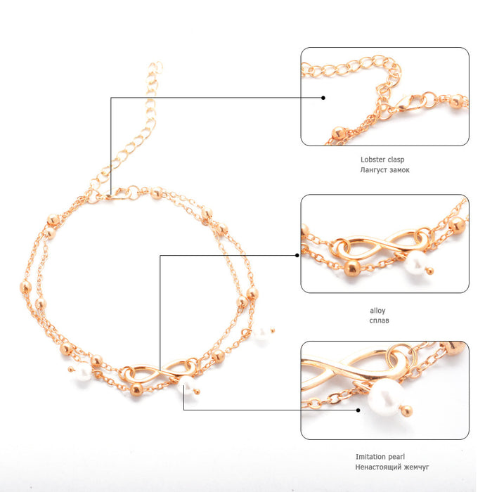 Women's Double-Layer 8-Shaped Pearl Anklet