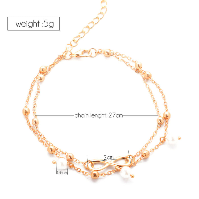 Women's Double-Layer 8-Shaped Pearl Anklet