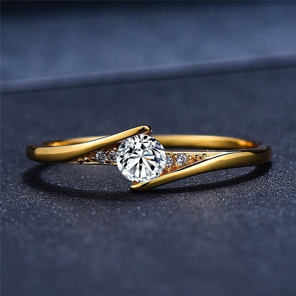 European And American Gold-plated Engagement Ring Women