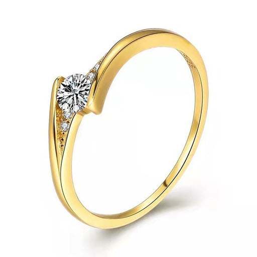 European And American Gold-plated Engagement Ring Women