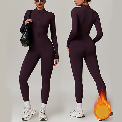 Elite Sportswear Warm Zipper Long-sleeved Jumpsuit Yoga Fitness Sports Pants Breathable Bodysuit Women's Clothing