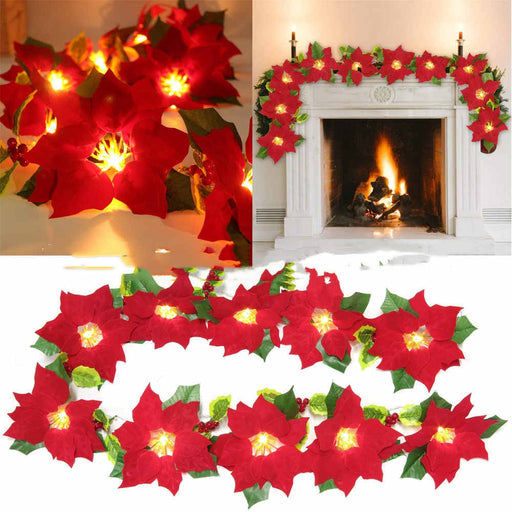 Door Frame Escalator Decoration Red Flower String Lights