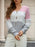 Women Long Sleeve Sweater Fashion Colorblock Button Top