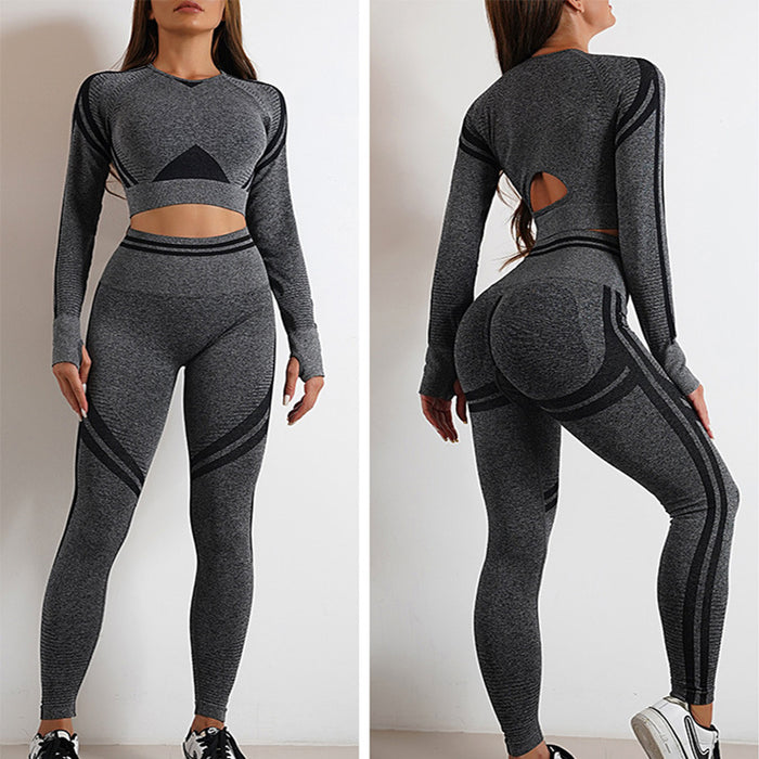 Elite Seamless Yoga Pants Sports Gym Fitness Leggings plus Long Sleeve Tops Outfits Butt Lifting Slim Workout Sportswear Clothing