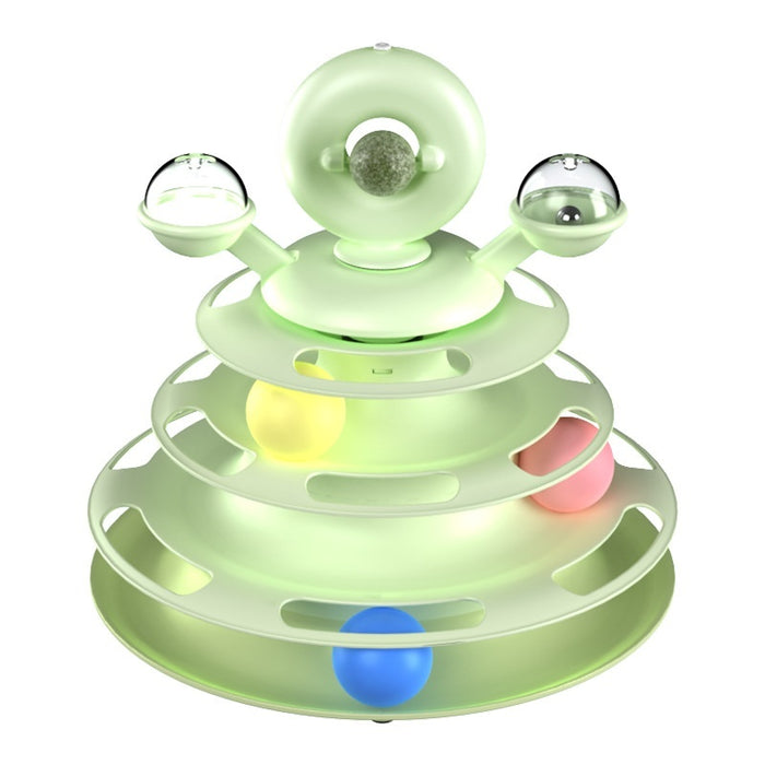 4-Level Cat Toy Tower with Interactive Roller Balls