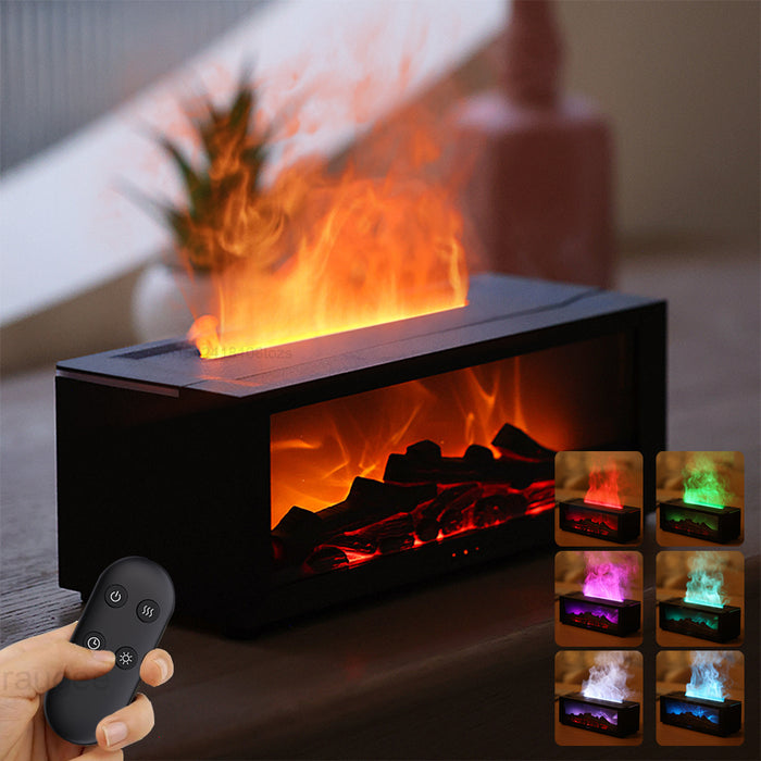 New Flame Aromatherapy Machine Colorful Essential Oil Diffuser Home Large Fog Volume Flame Humidifier 3D Flame Fireplace Machine