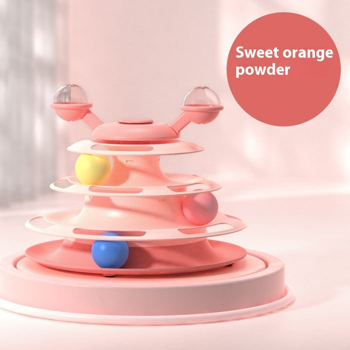 4-Level Cat Toy Tower with Interactive Roller Balls