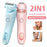 2 In 1 Hair Removal Epilator USB Rechargeable Trimmer Women Body Razor Face Leg Armpit Bikini Hand Pubic Shaver Hair Remover