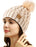 Womens Winter Ribbed Beanie Crossed Cap Chunky Cable Knit Pompom Soft Warm Hat