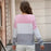 Women Long Sleeve Sweater Fashion Colorblock Button Top