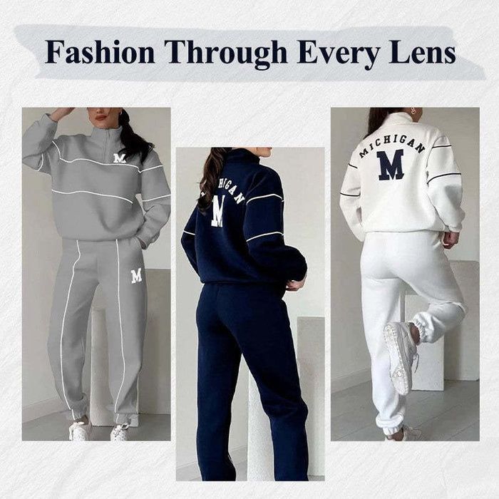 Elite 2 Piece Outfits Lounge Hoodless Pullover Sweatshirt Sweatsuit Sets Sweatshirt Baggy Fashion Sweatpants With Pockets