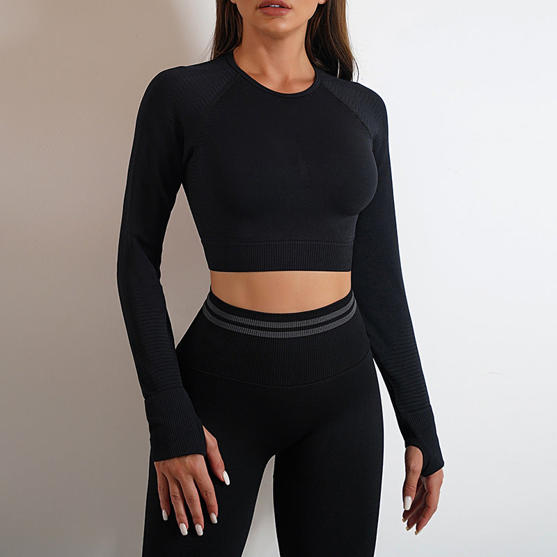Elite Seamless Yoga Pants Sports Gym Fitness Leggings plus Long Sleeve Tops Outfits Butt Lifting Slim Workout Sportswear Clothing